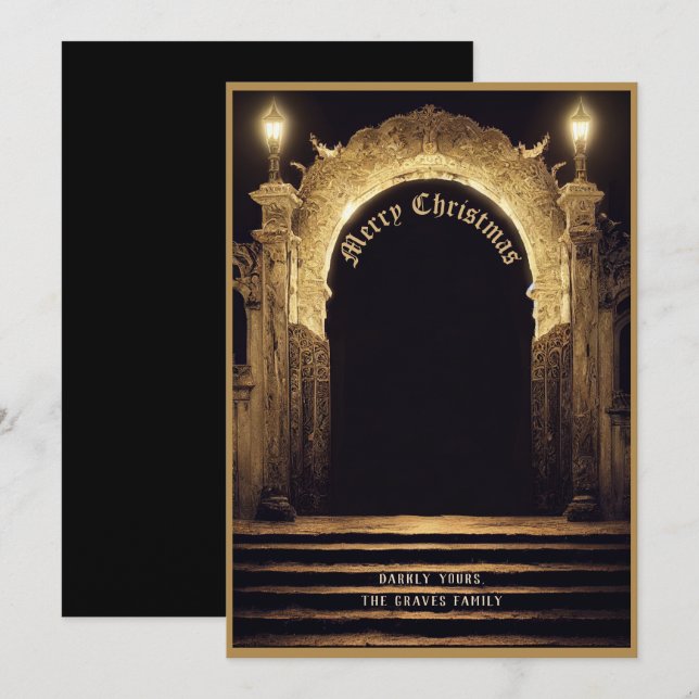 Gotham Cemetery Scene God jul Helgdag Card Julkort (Fram/baksida)