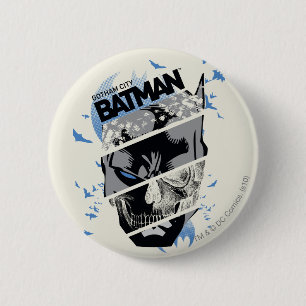 Gotham City Batman Skull Collage Knapp