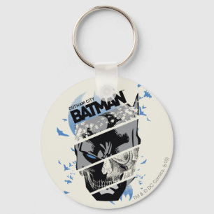 Gotham City Batman Skull Collage Nyckelring