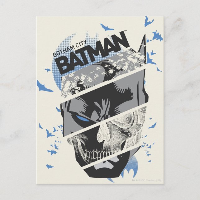 Gotham City Batman Skull Collage Vykort (Framsida)