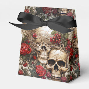 Gotham Cream och Red Döskallar Ro Biker Bröllop Presentaskar
