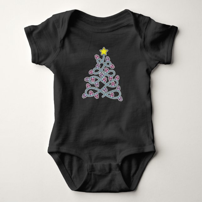 Gotham Döskallar Julgran Baby Bodykostym T Shirt (Framsida)