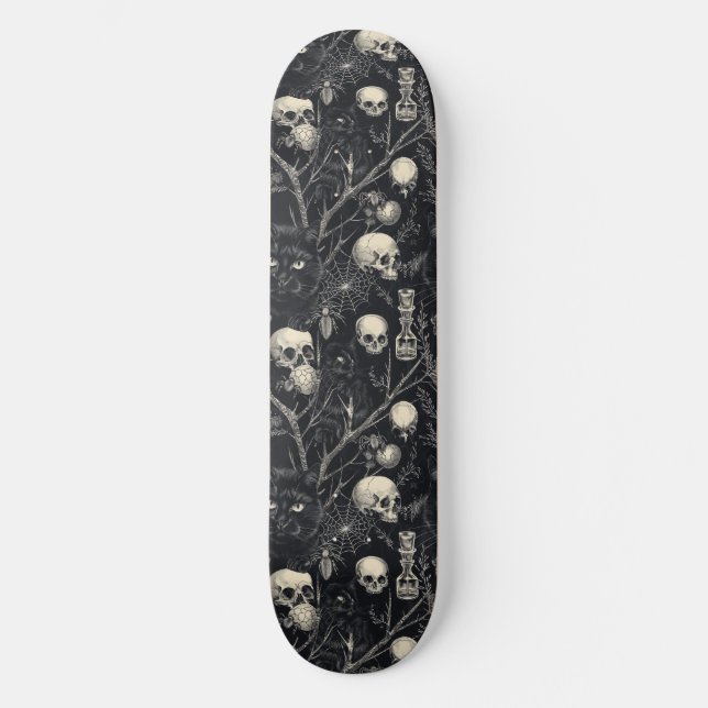 Gotham Döskallar Svarta katter och Spiders Skatebo Mini Skateboard Bräda 18,5 Cm (Framsida)