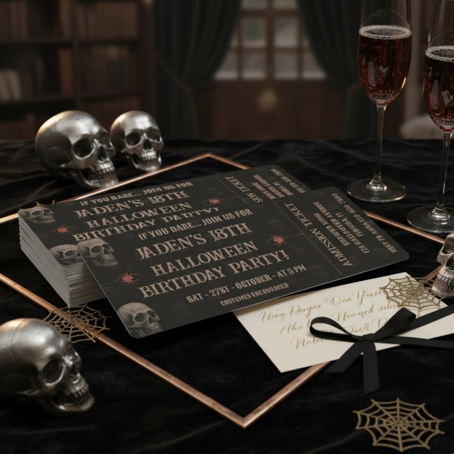 Gotham Döskallars Mörk Halloween Födelsedagsfest B Inbjudningar (Skapare uppladdad)