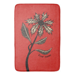 Gotham Flower Retro Vintage Bläck Red and Black Na Badrumsmatta