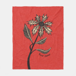 Gotham Flower Retro Vintage Bläck Red and Black Na Fleecefilt