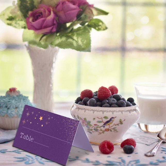 Gotham Glam Quince glitter lila Place Cards Kort (Skapare uppladdad)