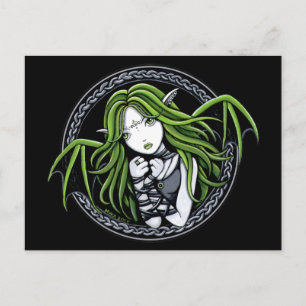 Gotham Grönt Fladdermus Fairy Art Postcard Vykort