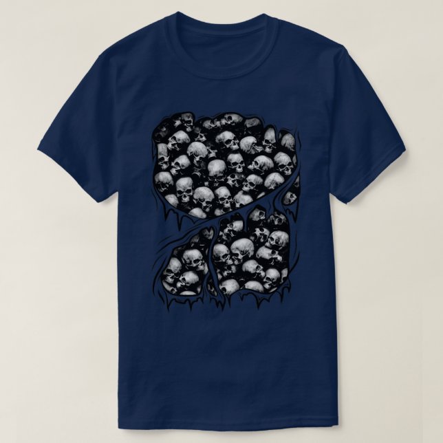 Gotham Horror Döskallar Pile Inside Halloween Cost T Shirt (Design framsida)
