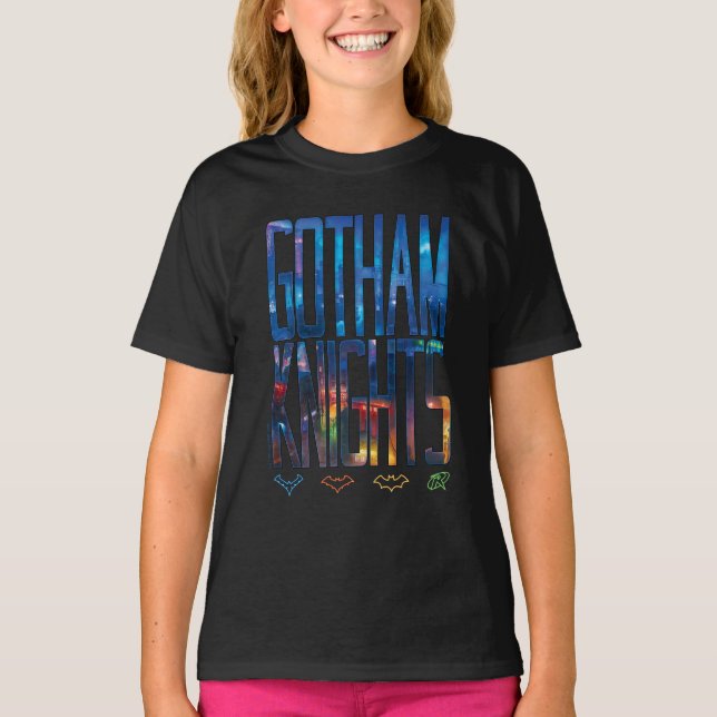 Gotham Knight City Lettering T Shirt (Framsida)