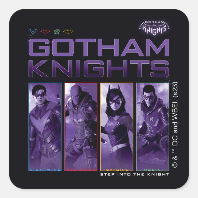 Gotham Knight Hero Panels Fyrkantigt Klistermärke (Framsida)