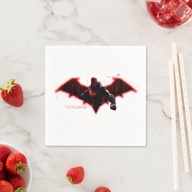 Gotham Knight Red Huva i Logotyp Pappersservett (Insitu)
