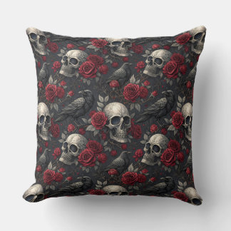 Gotham Kråka Skull Skriv ut Mörken Ro Raven Skull Kudde