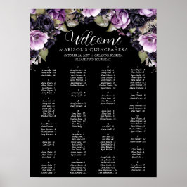 Gotham Lila & Black Moody Blommigtar Quinceañera Poster