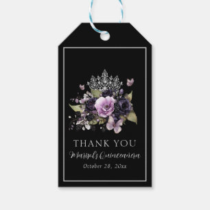 Gotham Lila & Black Moody Blommigtar Quinceañera Presentetikett