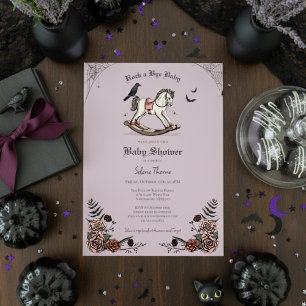 Gotham Lila Rocking Horse Sten a Adjö Baby Shower Inbjudningar