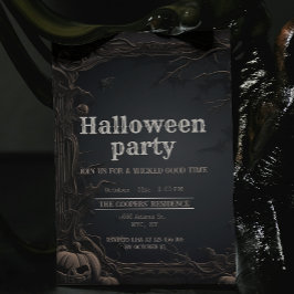 Gotham Mörk Carved Träd & Pumpkin Halloween fest Inbjudningar