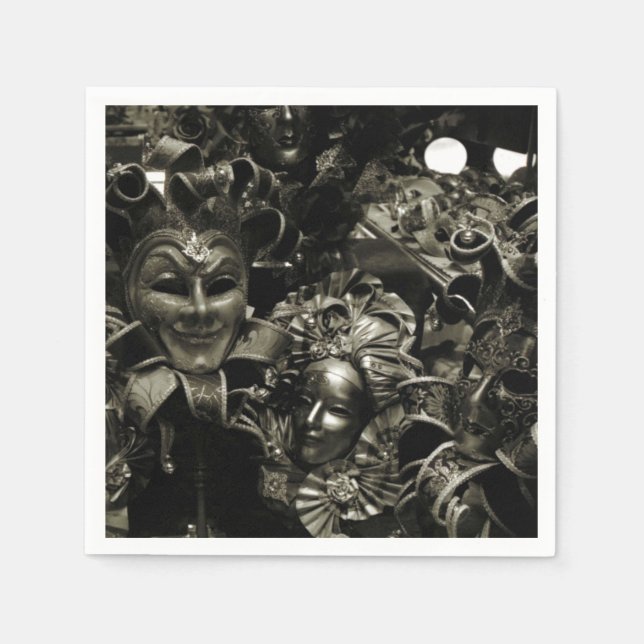 Gotham Mörk Masqueramasker Black and White Pappersservett (Framsidan)