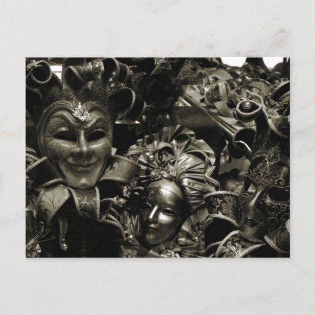 Gotham Mörk Masqueramasker Black Vykort (Framsida)