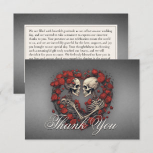 Gotham Mörk Skeletons & Ro Heart Bröllop Tack Kort