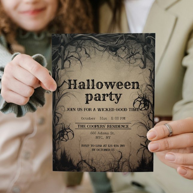 Gotham Mörk Träd Creepy Halloween fest Inbjudningar (Skapare uppladdad)