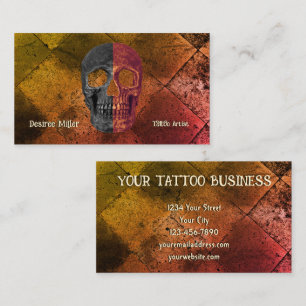 Gotham Orange Black Halvskullig tatuering - köp Visitkort