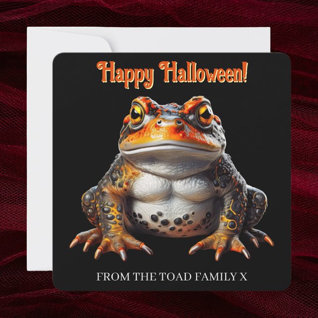 Gotham Orange & Black Toad Happy halloween Card Kort (Happy Halloween Gothic Witchy Toad Orange Black personalized frameable art card Dark Academia)