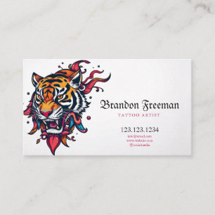 Gotham Orange Tiger Head med Feathers Tattoo Visitkort