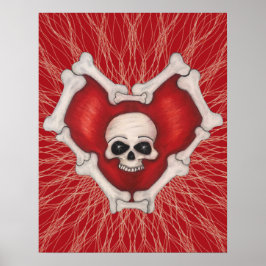 Gotham Red Head med ben Skull på Spiral Linjer Poster