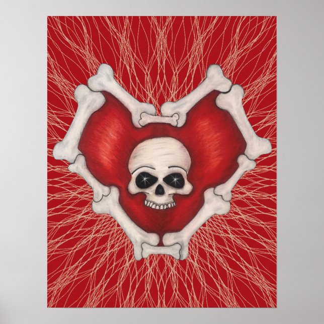 Gotham Red Head med ben Skull på Spiral Linjer Poster (Framsidan)