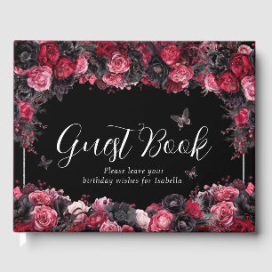 Gotham Rosa Red & Black Moody Quinceañera Gästböcker