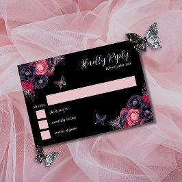 Gotham Rosa Red & Black Moody Quinceañera OSA Inbjudningar