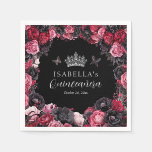 Gotham Rosa Red & Black Moody Quinceañera Pappersservett