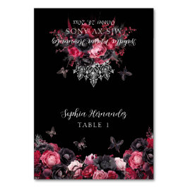 Gotham Rosa Red Black Moody Quinceañera Place Card Bordsnummer