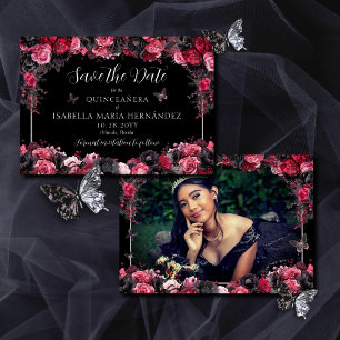 Gotham Rosa Red & Black Moody Quinceañera Spara Datumet