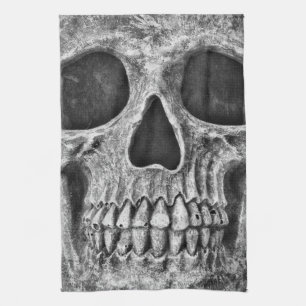 Gotham Skull Ansikte Black and White Close Up Kökshandduk