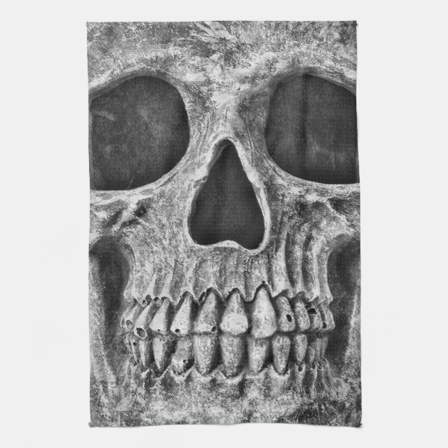 Gotham Skull Ansikte Black and White Close Up Kökshandduk (Vertikal)