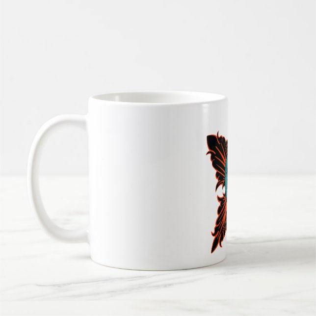 Gotham Skull med Sword and Fiery Tribal Design Kaffemugg (Vänster)