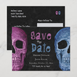 Gotham Skull Rosa Blue Spara datum Meddelande Vykort