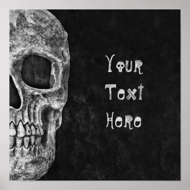 Gotham Skullhuvud, svart och vit Anpassningsbar Poster (Framsidan)