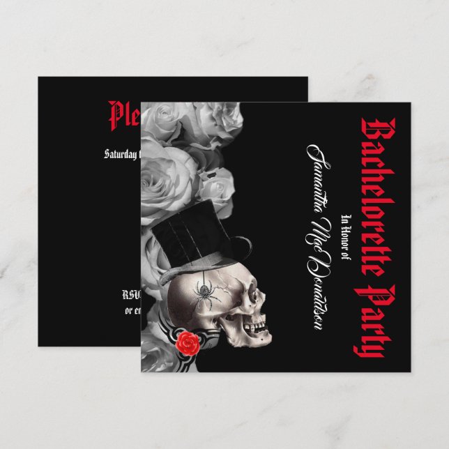 Gotham, sten eller biker Black bachelorette Party Inbjudningar (Fram/baksida)