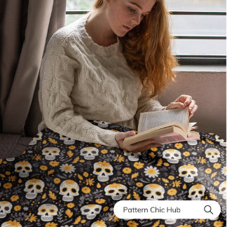 Gotham Sugar Skull Halloween Modern Vintage Fleecefilt