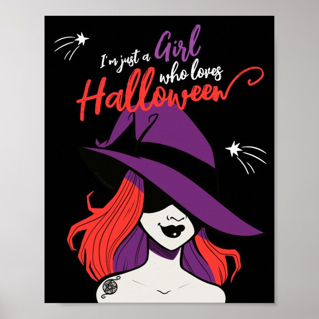 Gotham Tecknad Witch Cute Kärlek Halloween Poster (Framsidan)