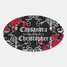 Gotham vampyr Halloween-bröllopsetiketter Ovalt Klistermärke