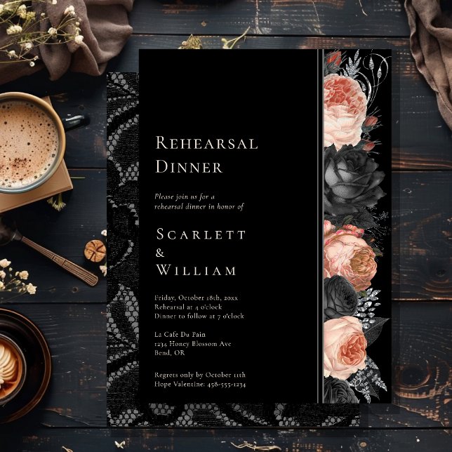 Gotham Vintage Black  Bröllop Rehearsal Inbjudningar (Skapare uppladdad)
