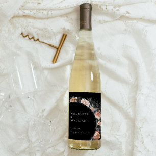 Gotham Vintage Black  Bröllop Vinflaska Etikett