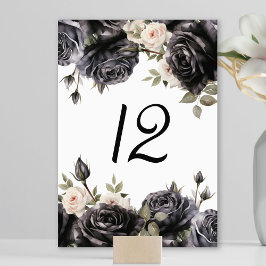Gotham Vintage Black Ro Flowers Bröllop Bordsnummer