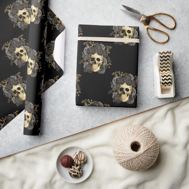 Gotham Vintage Skull Black & Guld Ro Presentpapper (Hantverk)