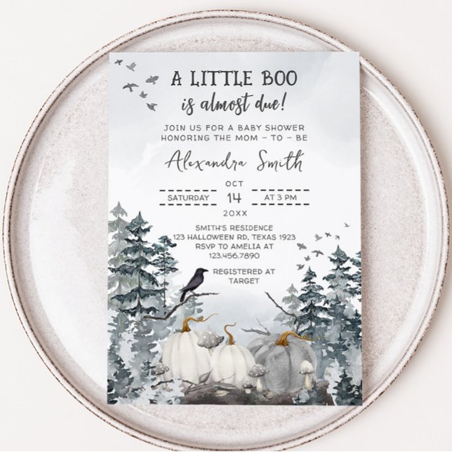 Gothic A Little Boo Baby Shower Inbjudningar (Gothic Forest Baby Shower Invitation)