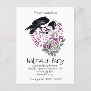 Gothic Aldrig mer Raven Halloween fest-inbjudan Inbjudan Vykort